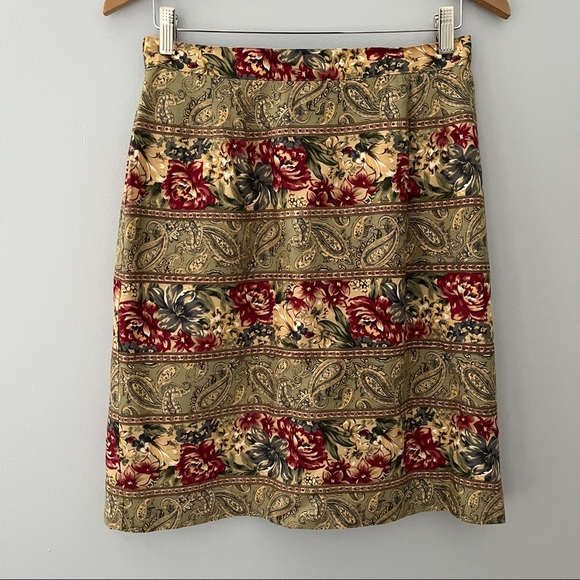 Talbots Paisley Pencil Skirt Womens 13 Rayon Multicolor Floral - Picture 1 of 6
